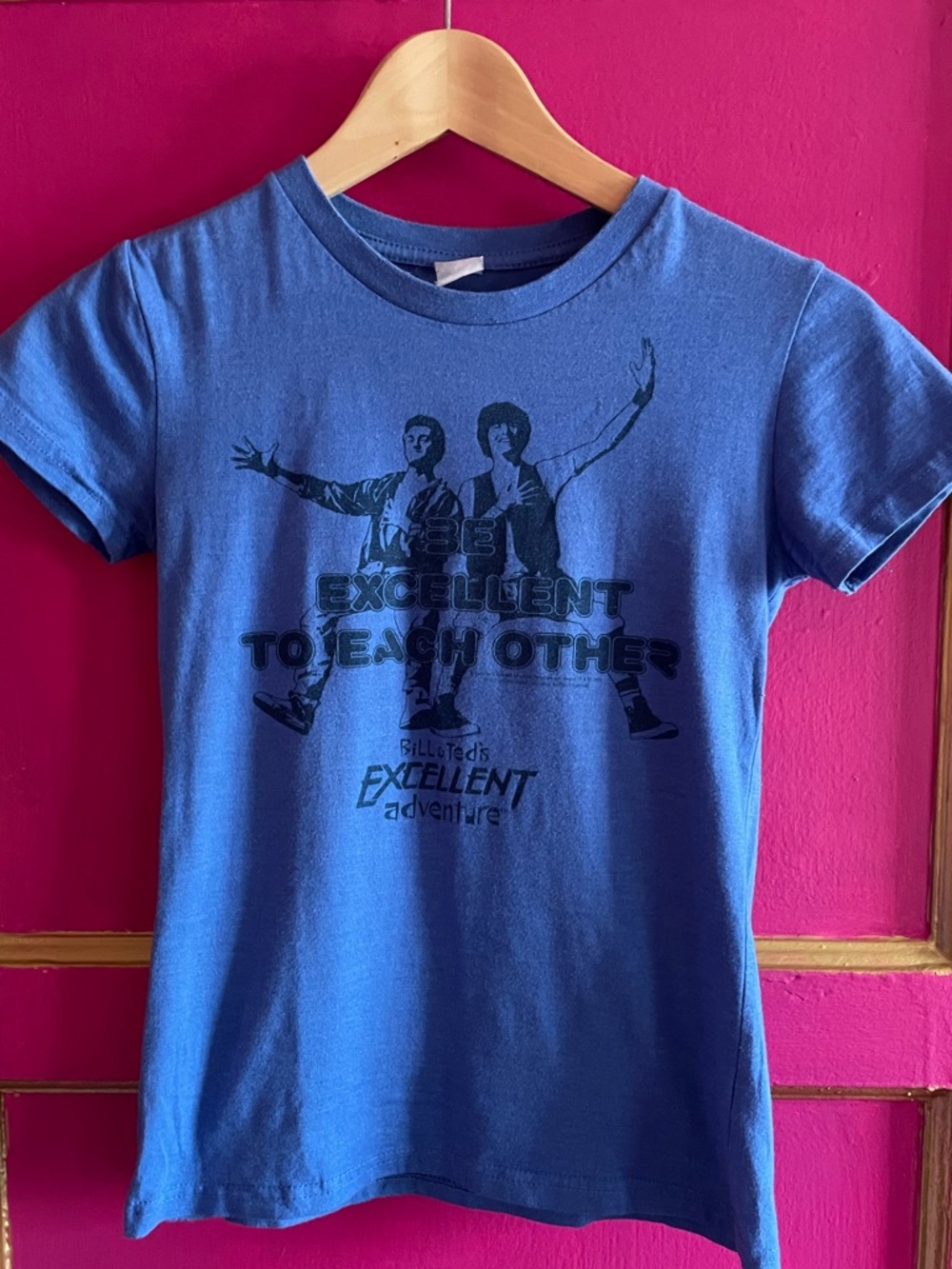 Bill and Ted’s Excellent Adventure Blue Graphic Tee - babydoll T-shirt